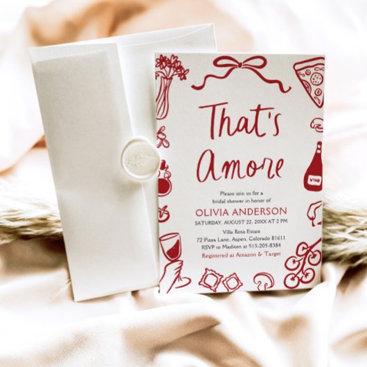 Invitation C'est Amore Whimsical Pizza italienne Fête des mar