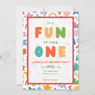 INVITATION C'EST AMUSANT DE FÊTER SON PREMIER ANNIVERSAIRE