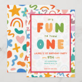 INVITATION C'EST AMUSANT DE FÊTER SON PREMIER ANNIVERSAIRE (Devant / Derrière)