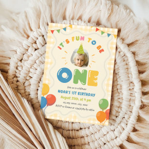 Invitation C'est amusant d'être un 1er Anniversaire Photo Gin