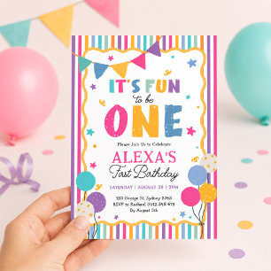 Invitation C'est amusant d'être unique : Fête du 1er annivers