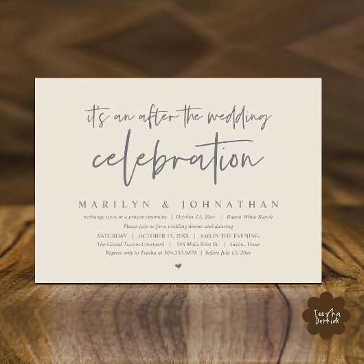 Invitation C'est après la fête mariage, dîner