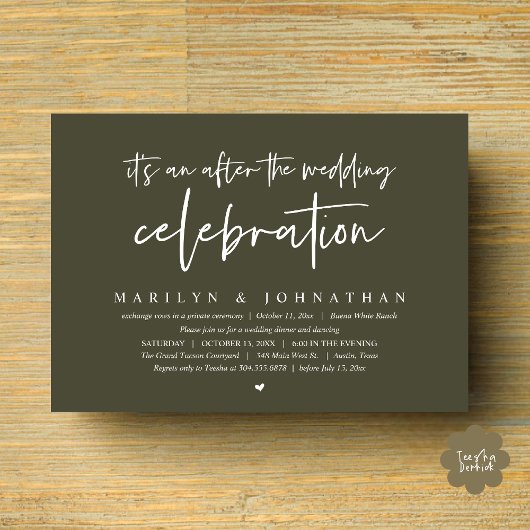 Invitation C'est après la fête mariage, dîner