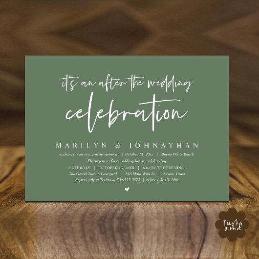 Invitation C'est après la fête mariage, dîner