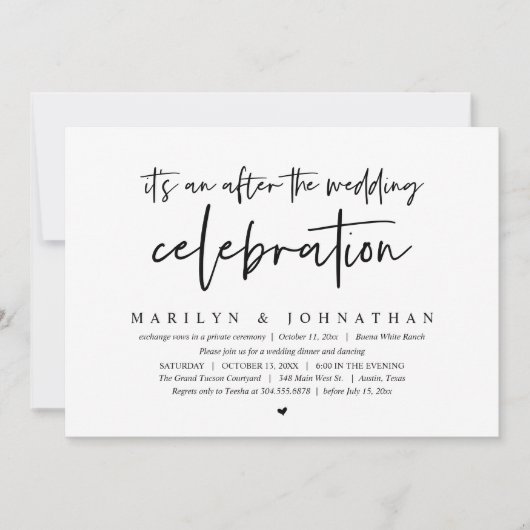 Invitation C'est après la fête mariage, dîner (Devant)