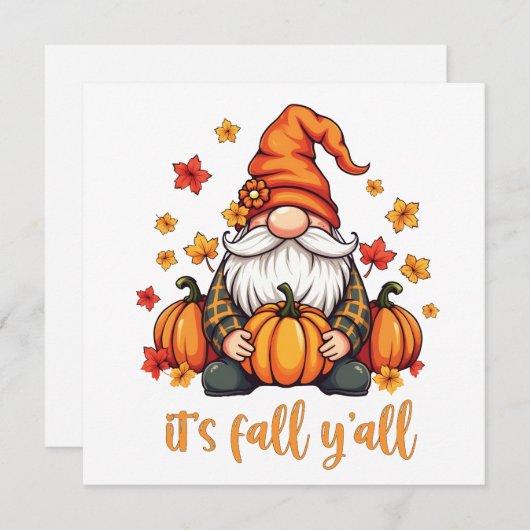 Invitation C'est Automne Y'all Gnomes Citrouille Automne Than (Devant / Derrière)