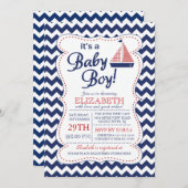 Invitation C'est Baby Boy Sailboat Nautical (Devant / Derrière)
