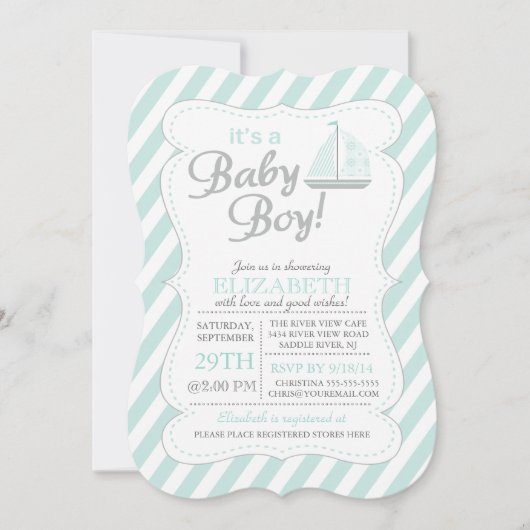 Invitation C'est Baby Boy Sailboat Nautical (Devant)