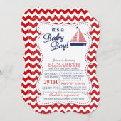 Invitation C'est Baby Boy Sailboat Nautical (Devant / Derrière)