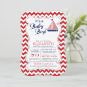 Invitation C'est Baby Boy Sailboat Nautical (Debout devant)