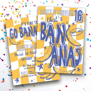 Invitation C'EST BANANES Anniversaire 16 Ans Drôle et Tendanc