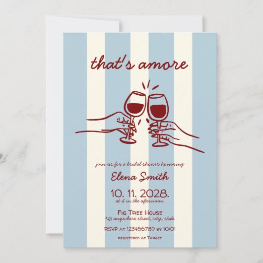 Invitation C'est beaucoup de vin italien Fête des mariées mai (Devant)