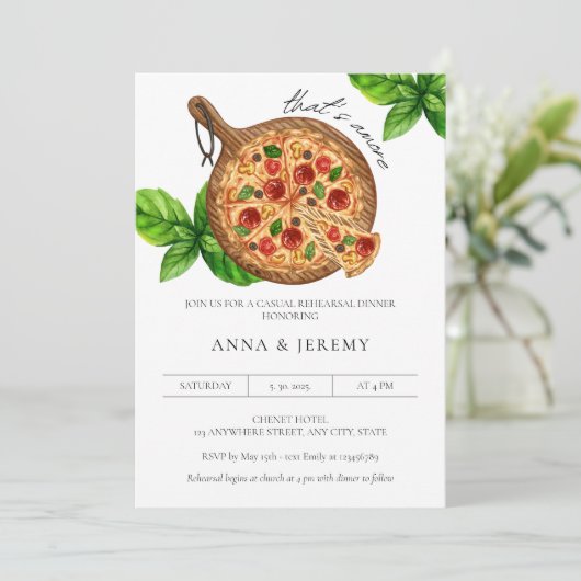 Invitation C'est beaucoup Pizza Décontracté Dîner de répétiti (Debout devant)