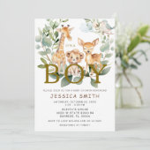 Invitation C'est Boy Jungle Safari Animaux Baby shower (Debout devant)