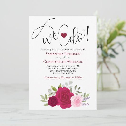 Invitation C'Est Ce Que Nous Faisons ! Élégant Mariage Boho M (Debout devant)