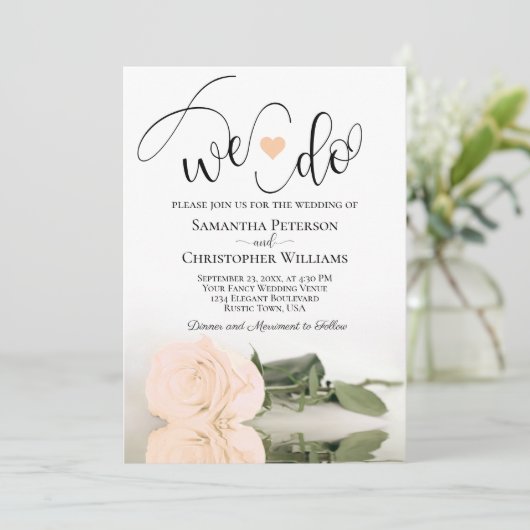 Invitation C'Est Ce Que Nous Faisons ! Élégant Pale Peach Ros (Debout devant)