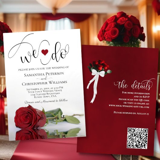 Invitation C'Est Ce Que Nous Faisons ! Élégant Rouge Rose QR 