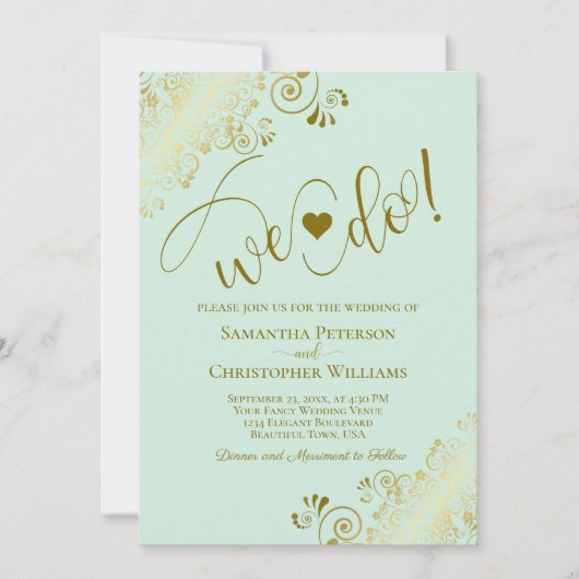 Invitation C'Est Ce Que Nous Faisons ! Elégante frilly Mint G (Devant)