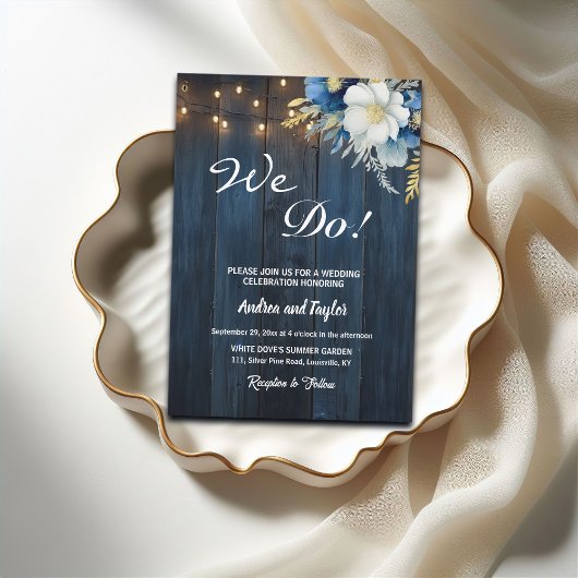 Invitation C'Est Ce Que Nous Faisons ! Mariage Floral bleu ru