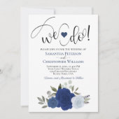 Invitation C'Est Ce Que Nous Faisons ! Rose Floral Navy & Dus (Devant)
