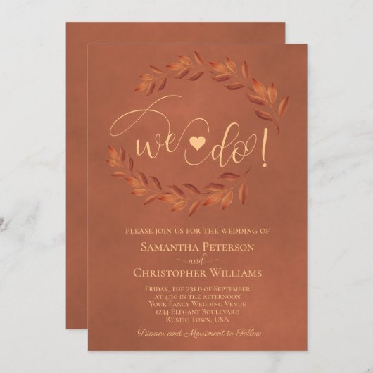 Invitation C'Est Ce Que Nous Faisons ! Rustique Feuilles en t (Devant / Derrière)