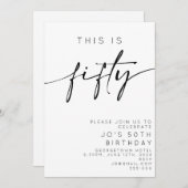 Invitation C'Est Cinquante-Cinquante-Anniversaire Minimal (Devant / Derrière)