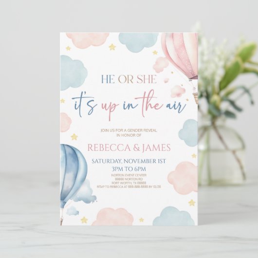 Invitation C'est dans l'air chaud ballon révélateur genre (Debout devant)