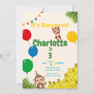 Invitation C'est des bananes Anniversaire - Flies du temps