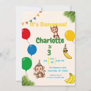 Invitation C'est des bananes Anniversaire - Flies du temps