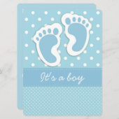 Invitation C'est des empreintes de pas d'un bébé de garçon (Devant / Derrière)