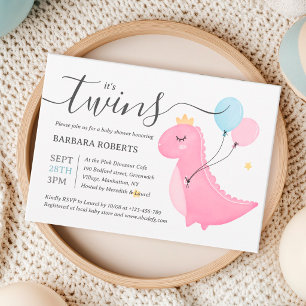 Invitation C'est des jumeaux garçon fille Baby Shower dinosau
