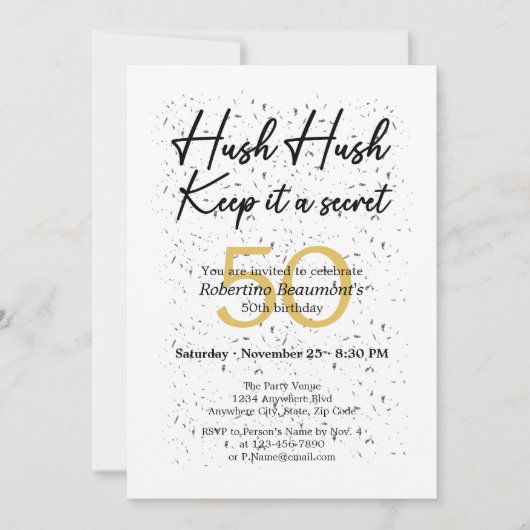 Invitation C'est drôle C'est un blanc secret Noir 50e anniver (Devant)