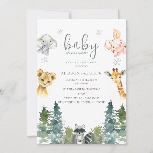 Invitation C'est du bois froid dehors du Baby shower (Devant)