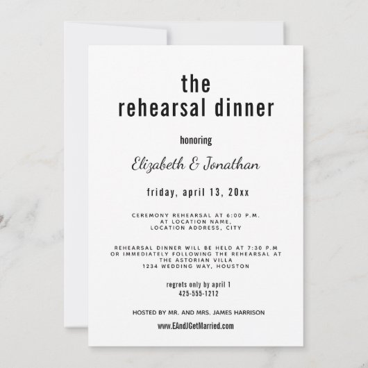 Invitation C'est en train de se passer un simple dîner de rép (Dos)