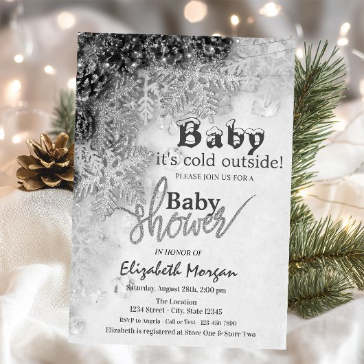 Invitation C'est froid dehors, bébé cônes de pin Shower