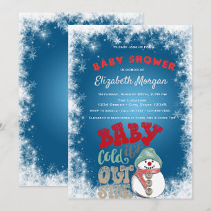 Invitation C'est froid dehors,bonhomme de neige,flocons de ne