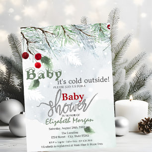 Invitation C'est froid dehors Branches enneigées Baby Shower