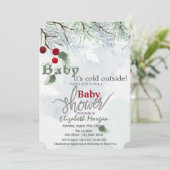 Invitation C'est froid dehors Branches enneigées Baby Shower (Debout devant)