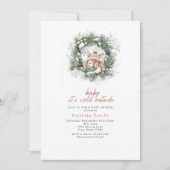 Invitation C'est Froid Dehors Cérémonie de Bébé Cerf Mignon (Devant)