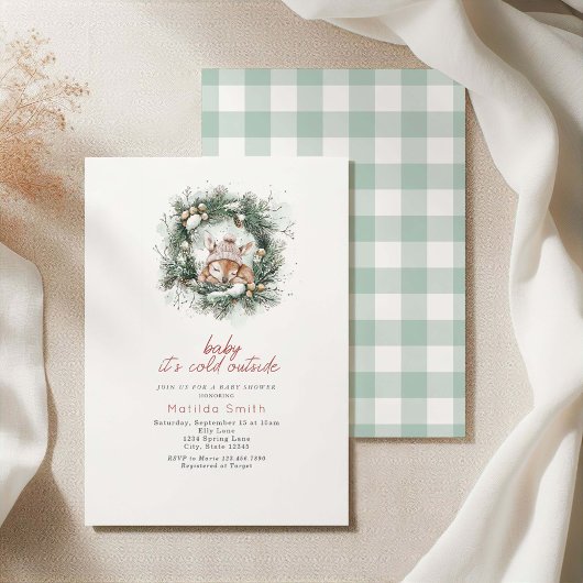 Invitation C'est Froid Dehors Douce Fête de Bébé Cerf