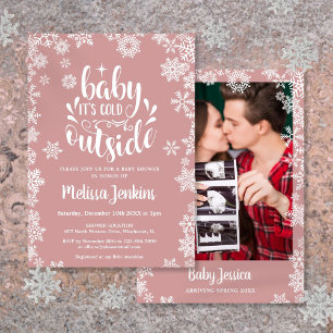 Invitation C'est Froid Dehors Fille Photo Hiver Baby Shower