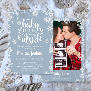 Invitation C'est Froid Dehors Garçon Photo Hiver Baby Shower
