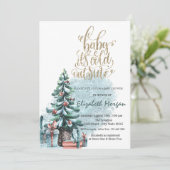 Invitation C'est froid dehors Présents de sapin de Noël Baby (Debout devant)