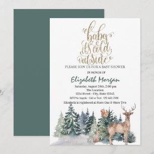 Invitation C'est froid dehors Renne Vert Baby Shower