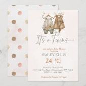 Invitation C'est jumeaux boho vêtements nursery baby shower (Devant / Derrière)
