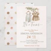 Invitation C'est jumeaux boho vêtements nursery baby shower (Devant / Derrière)