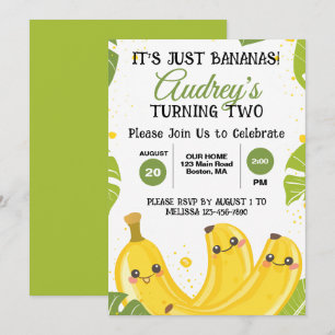 Invitation C'est juste des bananes pour une fête d'anniversai