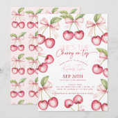 Invitation C'est la cerise sur la Fête des mariées rouge rose (Devant / Derrière)