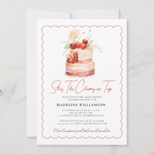 Invitation C'est la cerise sur le Baby shower d'aquarelle sup