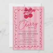 Invitation C'est la cerise sur le Baby shower rose (Devant)